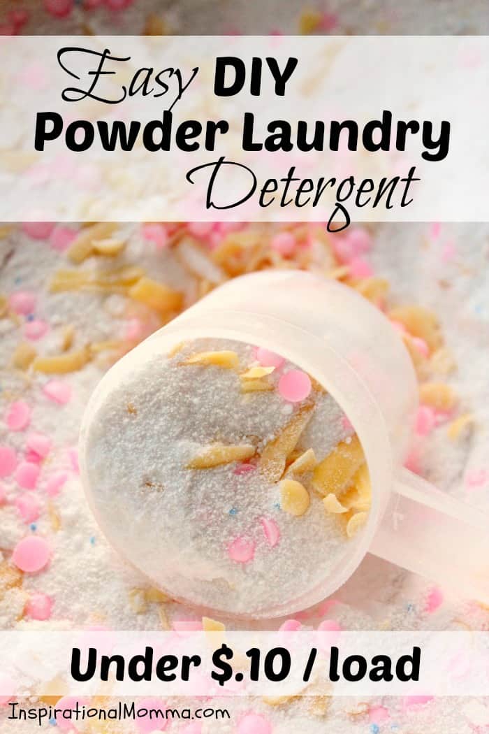 This homemade Easy DIY Powder Laundry Detergent will not only leave your laundry clean and fresh, but it will also have you smiling at the cost!