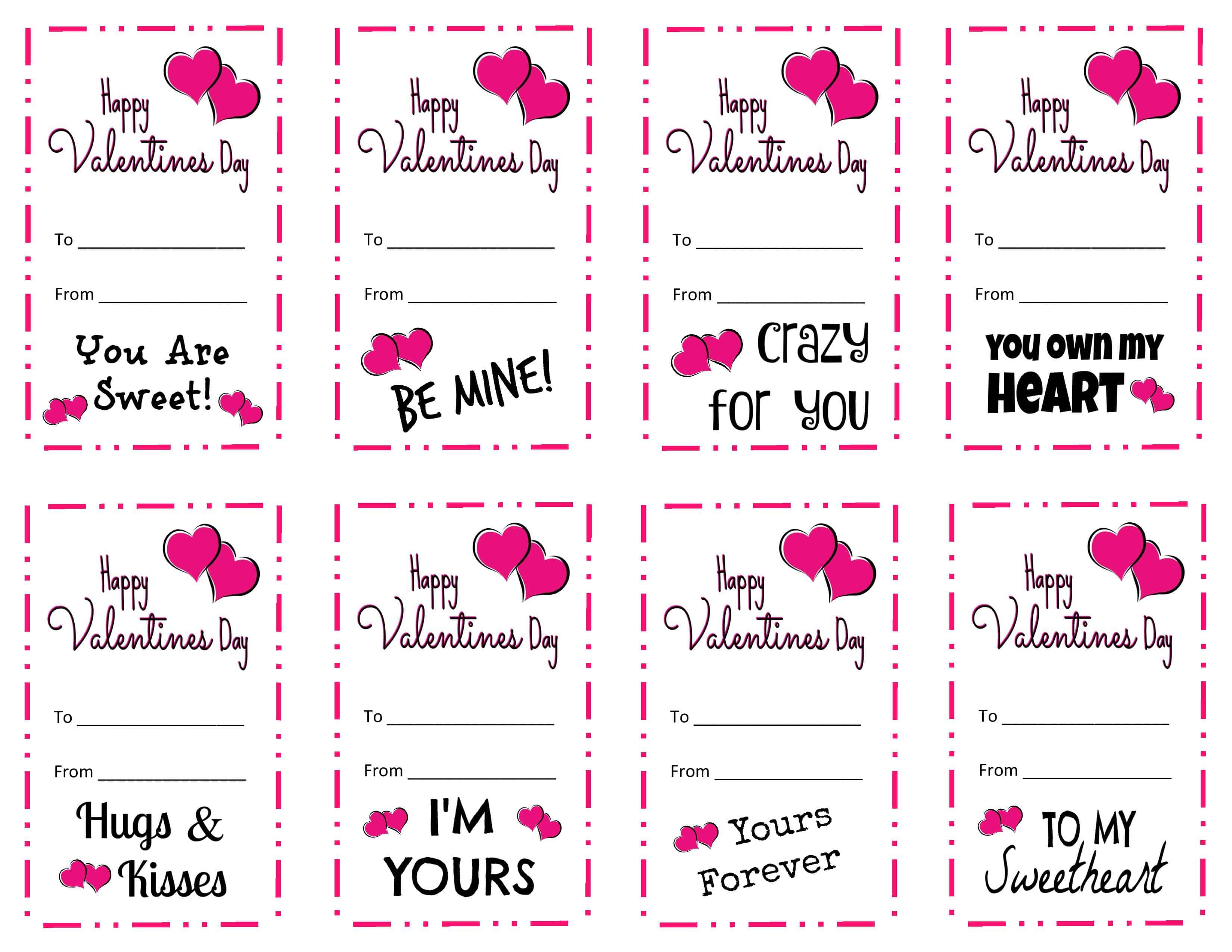 These Free Printable Valentines are so cute and affordable! With 8 different sayings, you are sure to find the perfect one for all of your sweethearts.