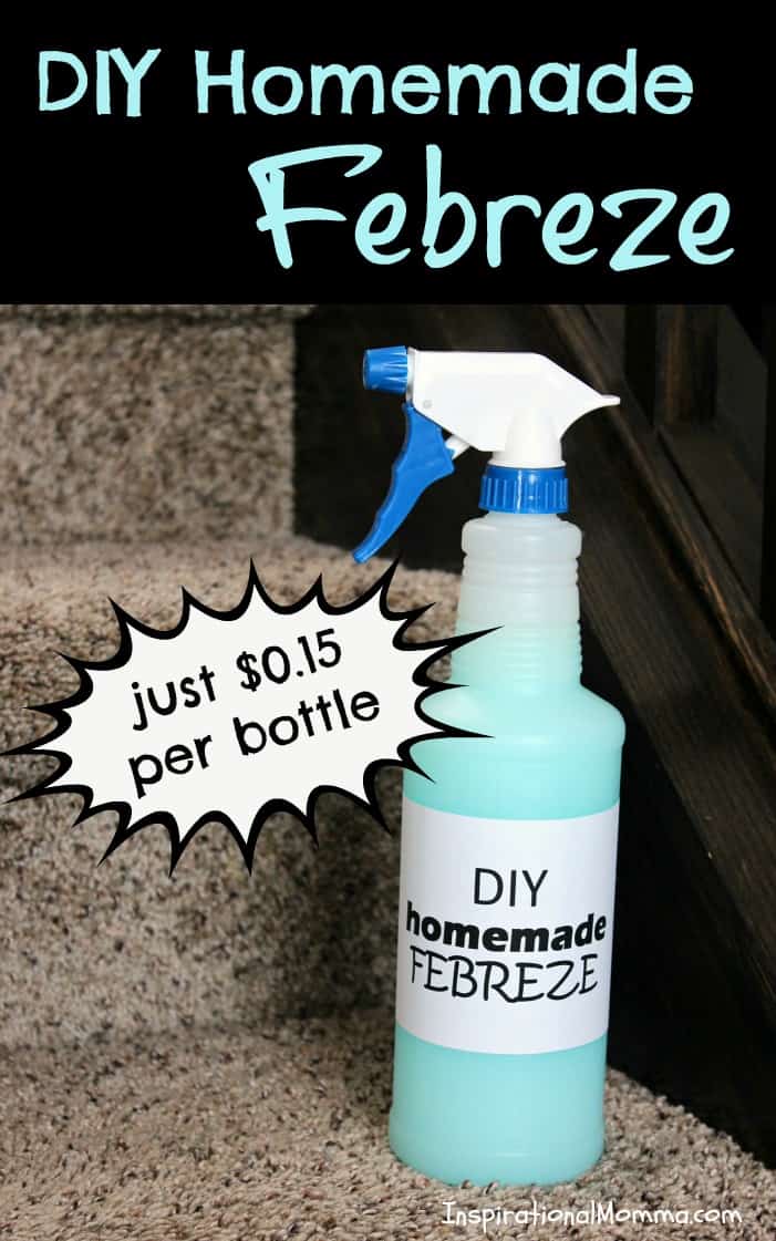 With just 4 ingredients, this DIY Homemade Febreze is only $0.15/bottle and will leave your home smelling fresh and yummy!