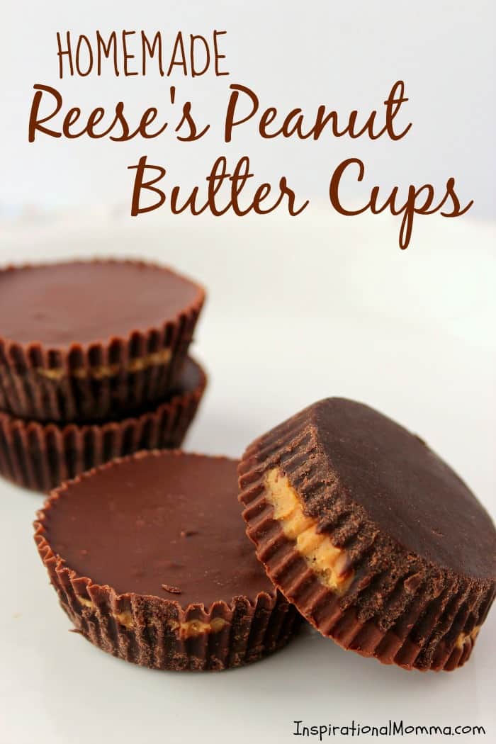 Homemade Reese's Peanut Butter Cups are filled with sweet, creamy peanut butter and covered with melt-in-your-mouth chocolate! #inspirationalmomma #homemadereesespeanutbuttercups #peanutbutter #chocolate  #homemade #dessert #desserts #recipe #reeses