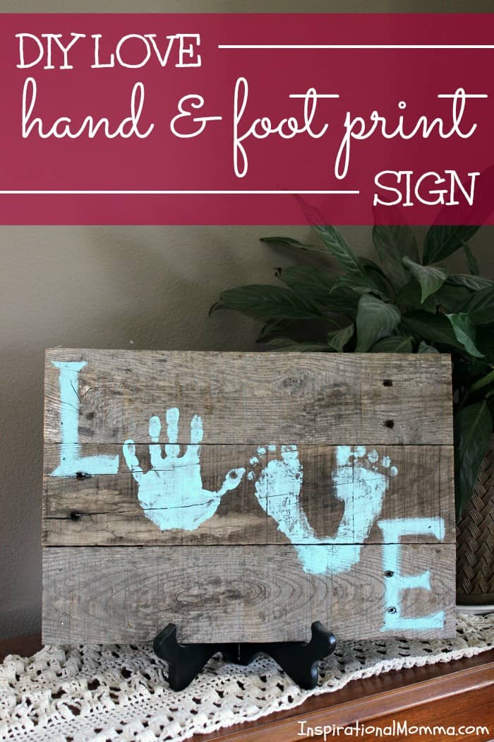 Show someone just how appreciated they are with this DIY Love Hand & Foot Print Sign. Made from an old pallet, this project is easy and inexpensive!