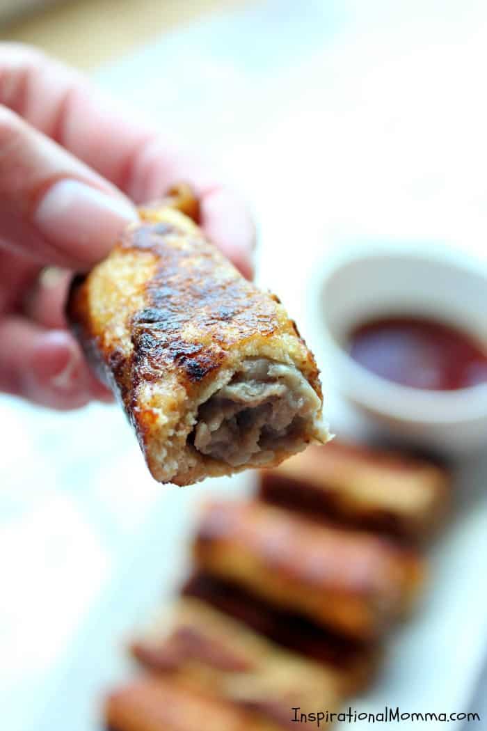 Quick, easy, and delicious, Sausage & French Toast Roll-Ups are crispy on the outside and bursting with flavor on the inside! A guaranteed crowd-pleaser!