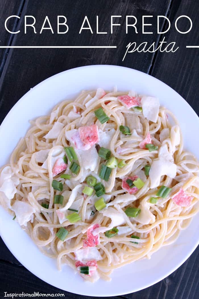 This Crab Alfredo Pasta is easy to make and even easier to enjoy! Sweet crab smothered in a creamy sauce served over a bed of pasta...absolutely delicious!