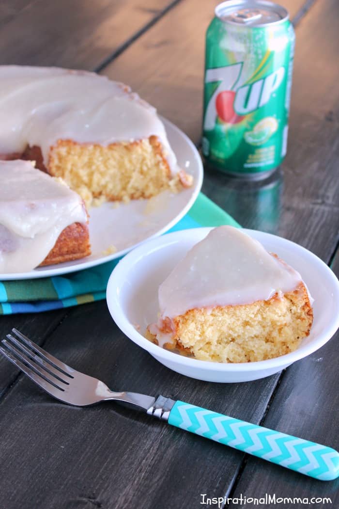 This 2-Ingredient 7UP Cake is easy and delicious! Then, topped with Cream Cheese 7UP Icing, it becomes irresistible! #JustAdd7UP #iinspirationalmomma #2ingredientcake #easycake #7up #dessert #desserts #recipe