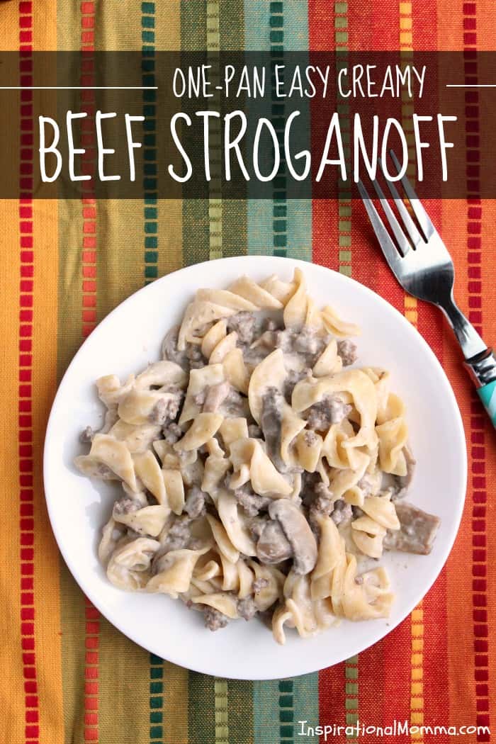 Make this One-Pan Easy Creamy Beef Stroganoff in just 30 minutes! It is an easy weeknight dinner that is sure to satisfy everyone!