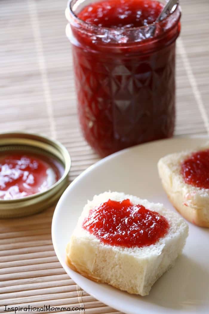 This 3-Ingredient Raspberry Rhubarb Freezer Jam comes together quickly and disappears even quicker! The perfect combination of flavors in yummy on toast, ice cream, or with a spoon!