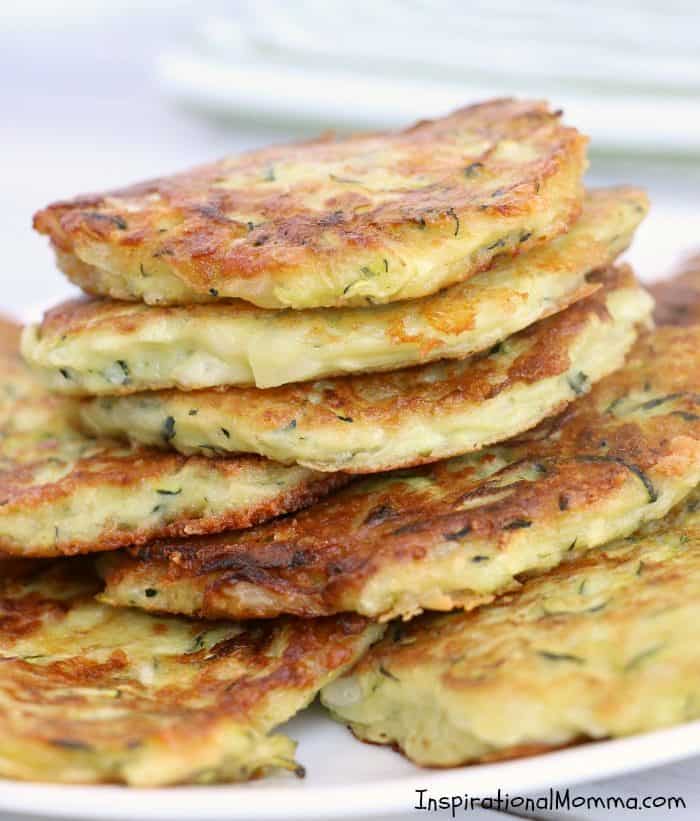 Low-Carb Zucchini Patties are a delicious side dish that you will make again and again...healthy, light, and filled with flavor. #inspirationalmomma #zucchini #patties #healthy #lowcarb #ketogenics #keto #sidedish