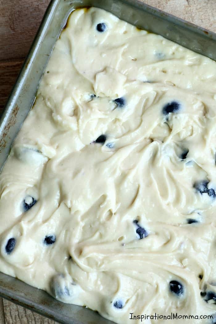 Homemade Blueberry Coffee Cake is a perfectly sweet way to start your day. Light, moist cake topped with just the right amount of sugar!