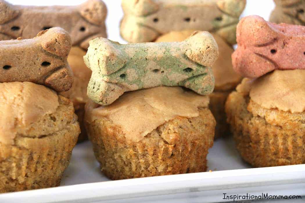 Celebration Peanut Butter Banana Pupcakes are the perfect way to show your four-legged friend just how special they are. Filled with dog-safe ingredients, they are a delicious sweet treat! #inspirationalmomma #pupcakes #birthday #treat #dog #puppy #pup #canine #cupcakes #celebration #peanutbutter #banana #dogtreat #homemade