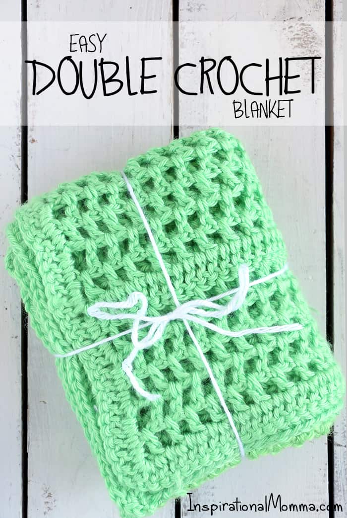 This Easy Double Crochet Blanket is a perfect project for beginning crocheters. Created with simple stitches, this blanket is quick, easy, and very cute! #inspirationalmomma #doublecrochet #crochet #crocheting #baby #blanket #babyblanket #beginner #easy #quick