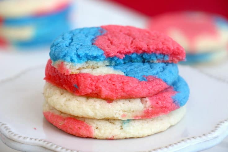 With only three ingredients, Red White and Blue Cake Mix Cookies are an easy way to show your American pride. These cookies are soft, chewy, and delicious! #inspirationalmomma #redwhiteblue #cakemixcookies #cakebattercookies #cookies #dessert #desserts #recipe #patriotic #American #MemorialDay #4thofJuly