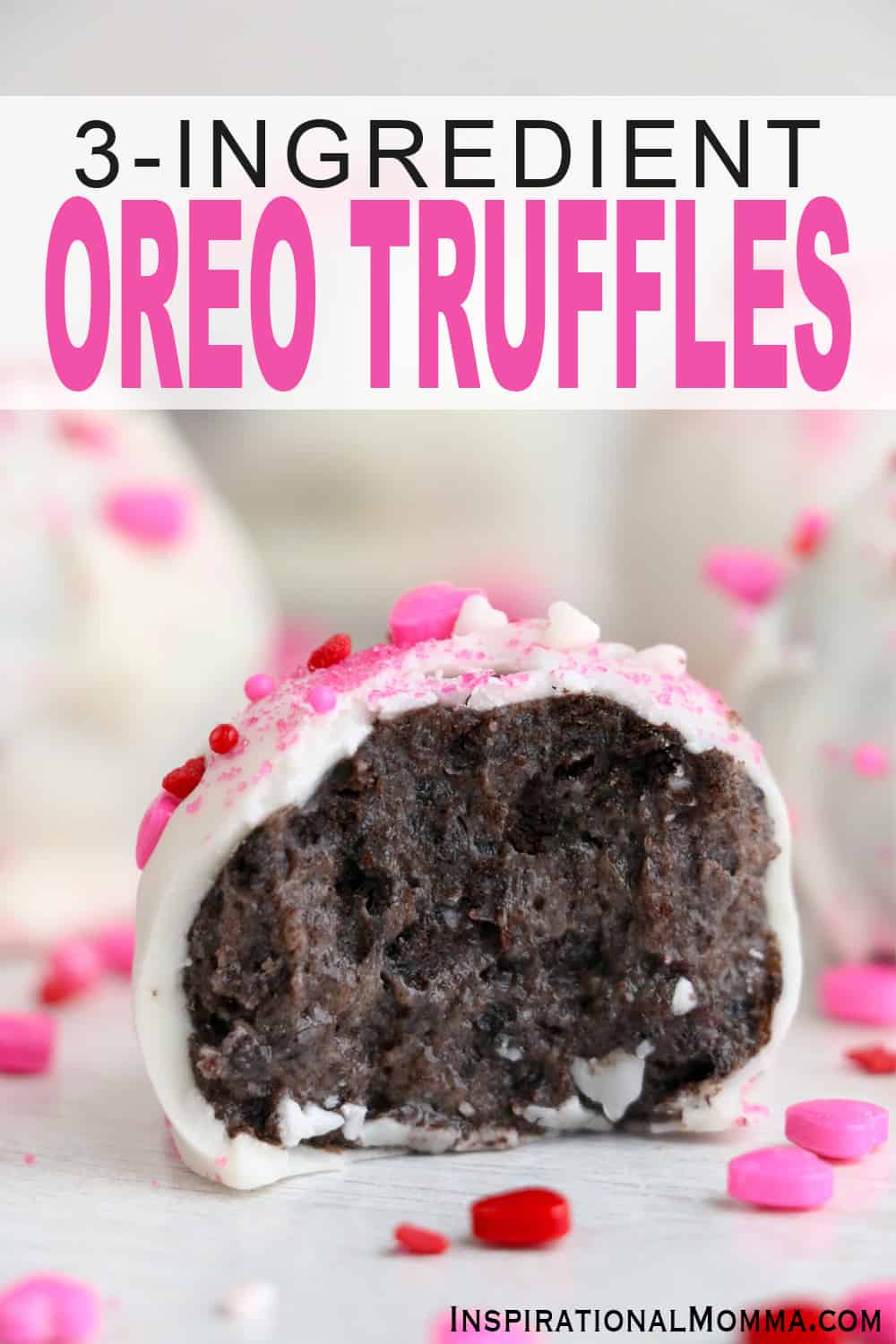 No baking required to make these 3-Ingredient Oreo Truffles. They are easy to make and taste delicious. Simple Oreo balls are sure to impress! #InspirationalMomma #nobakeoreotruffles #nobakedesserts #oreotruffles #desserts #oreodesserts