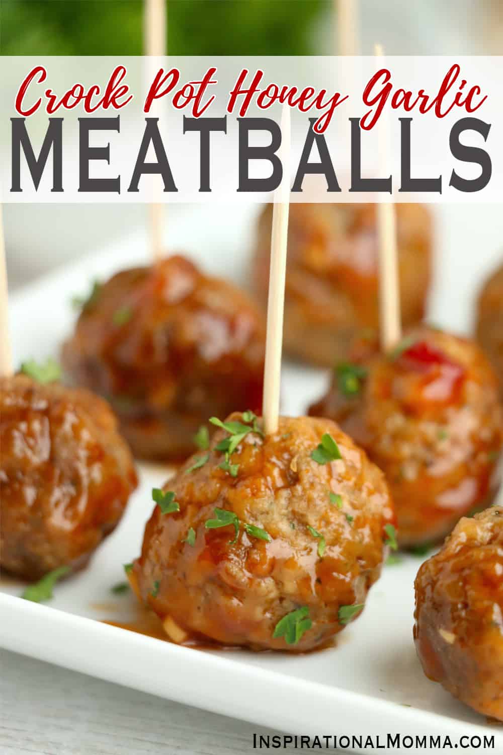 Crock Pot Honey Garlic Meatballs are packed with flavor and are easy to make! Appetizer or main course, they are delicious! #inspirationalmomma #crockpothoneygarlicmeatballs #honeygarlicmeatballs #meatballs #appetizers #appetizerrecipes #recipes