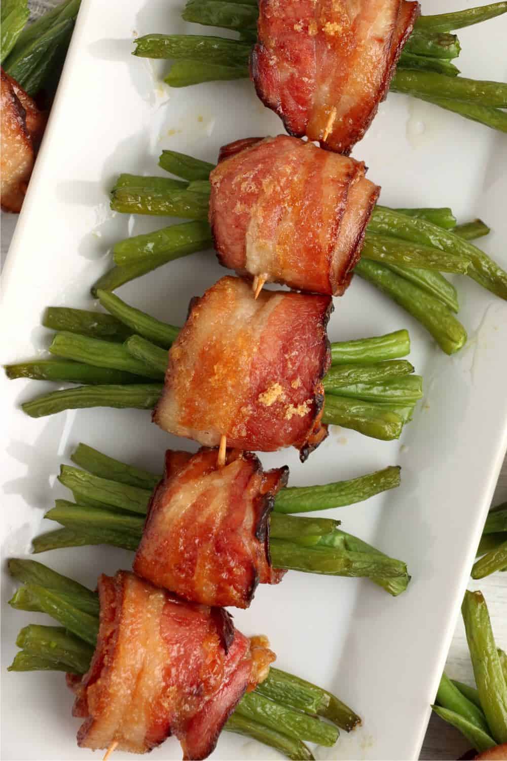 Cooked bacon wrapped green beans