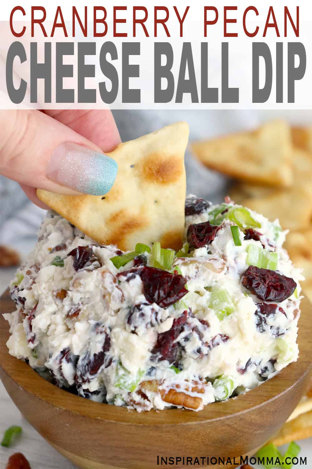 Cranberry Pecan Cheese Ball Dip is a quick and simple appetizer with a perfect combination of flavors. This easy cheese ball recipe is creamy, crunchy, sweet, salty, and delicious!