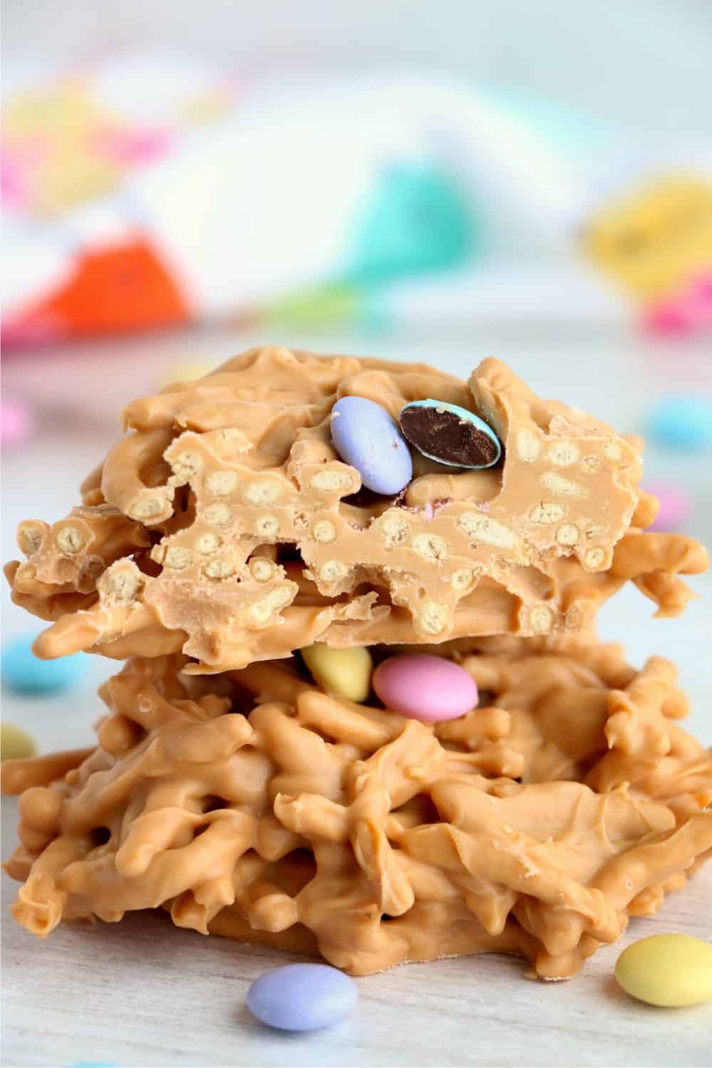 No bake nest cookies in a stack