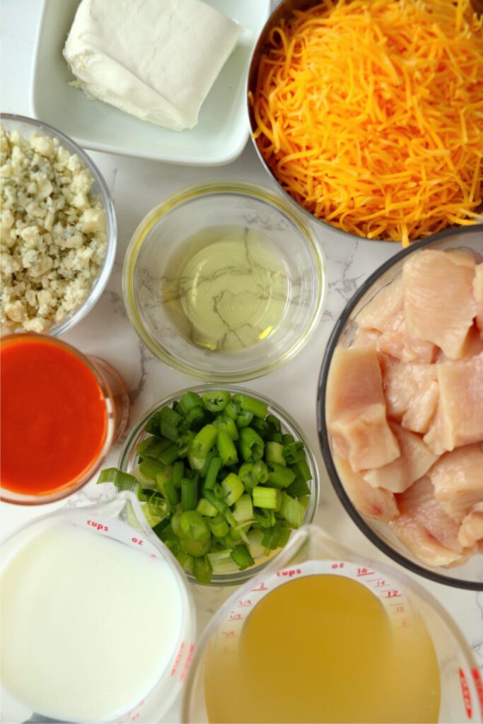 Overhead shot of individual ingredients on table