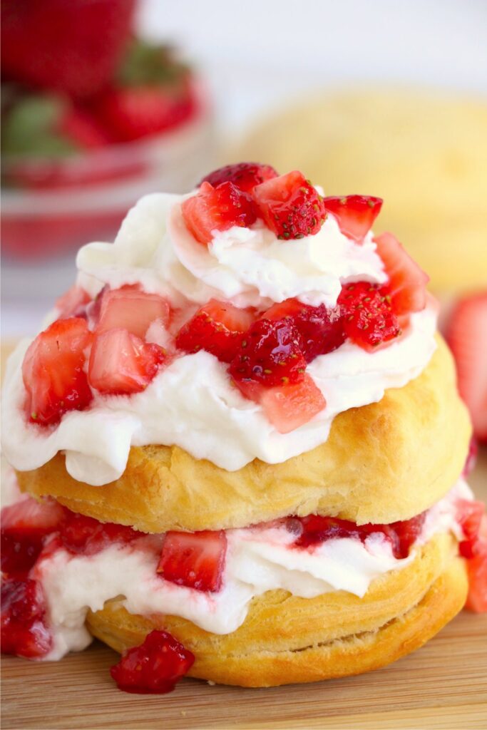 Closeup shot of air fryer strawberry shortcake