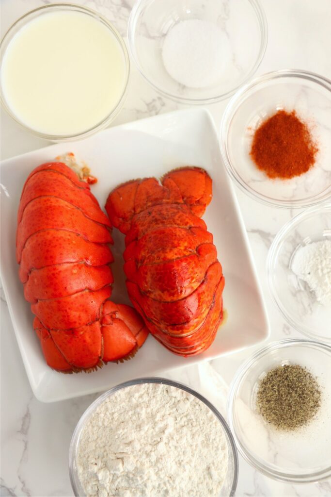 Overhead shot of ingredients in individual bowls