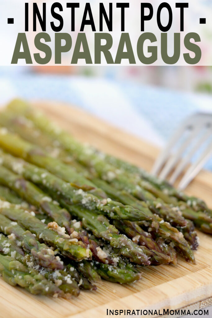 Closeup shot of instant pot asparagus on cutting board