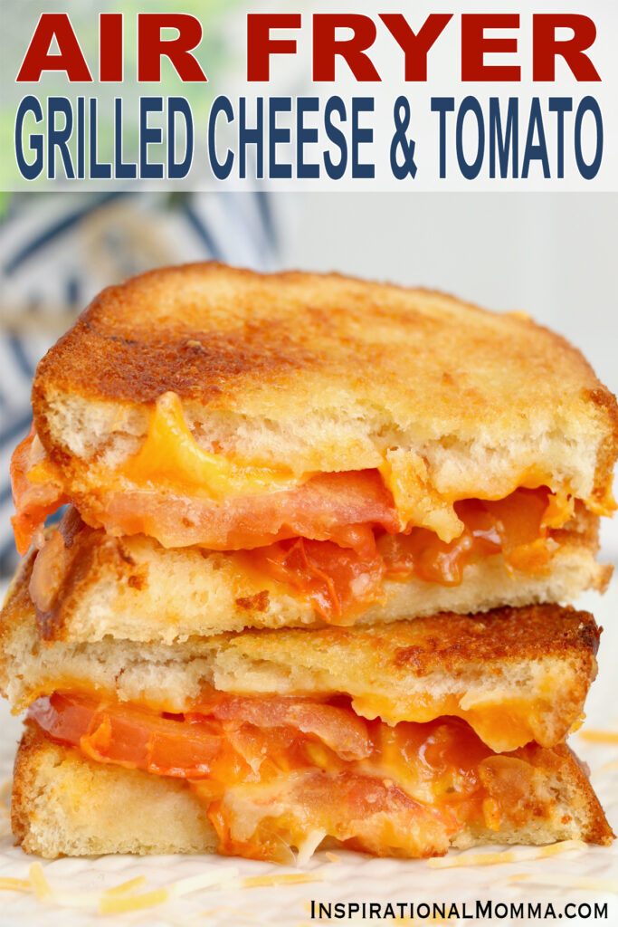 Stack of air fryer grilled cheese and tomato sandwich halves