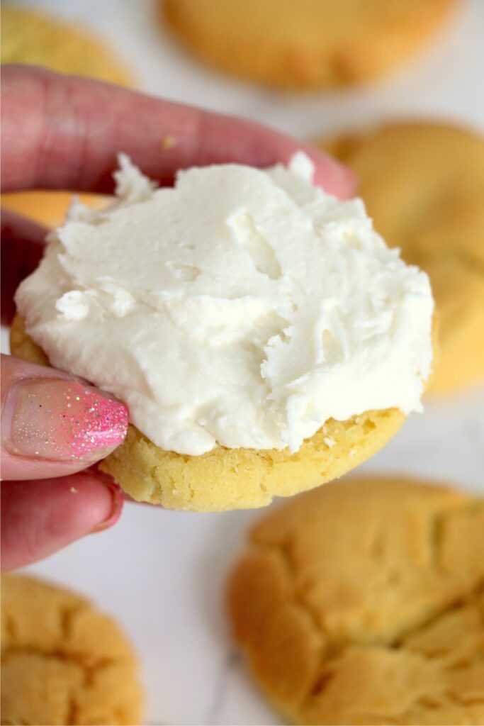 Sugar cookie topped with frosting