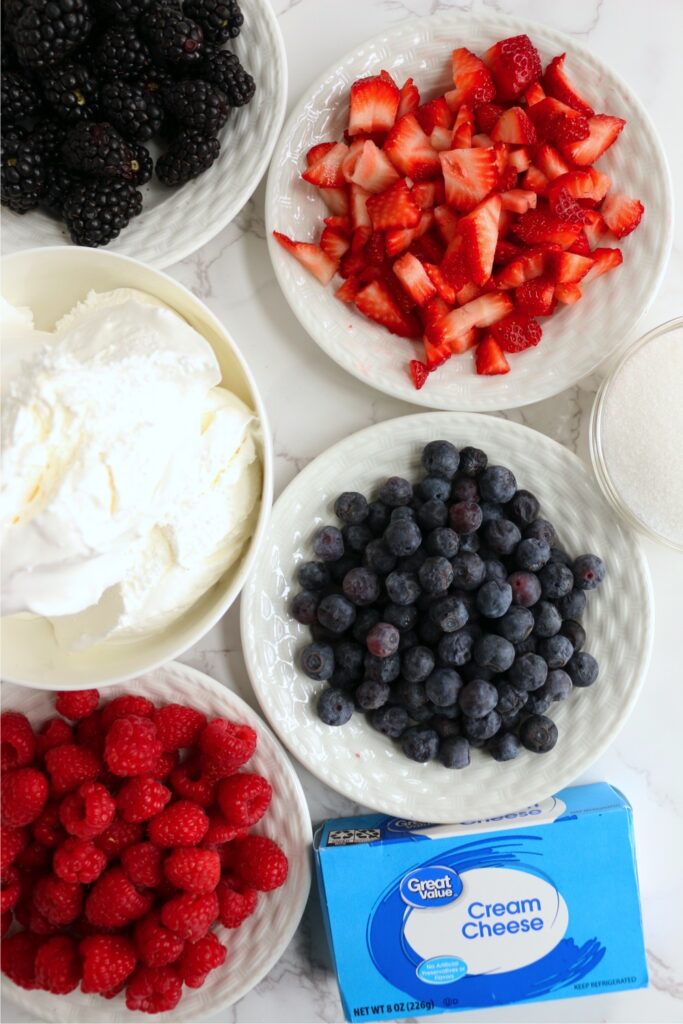 Overhead shot of individual ingredients in containers