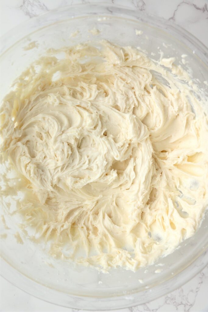 Overhead shot of whipped buttercream frosting