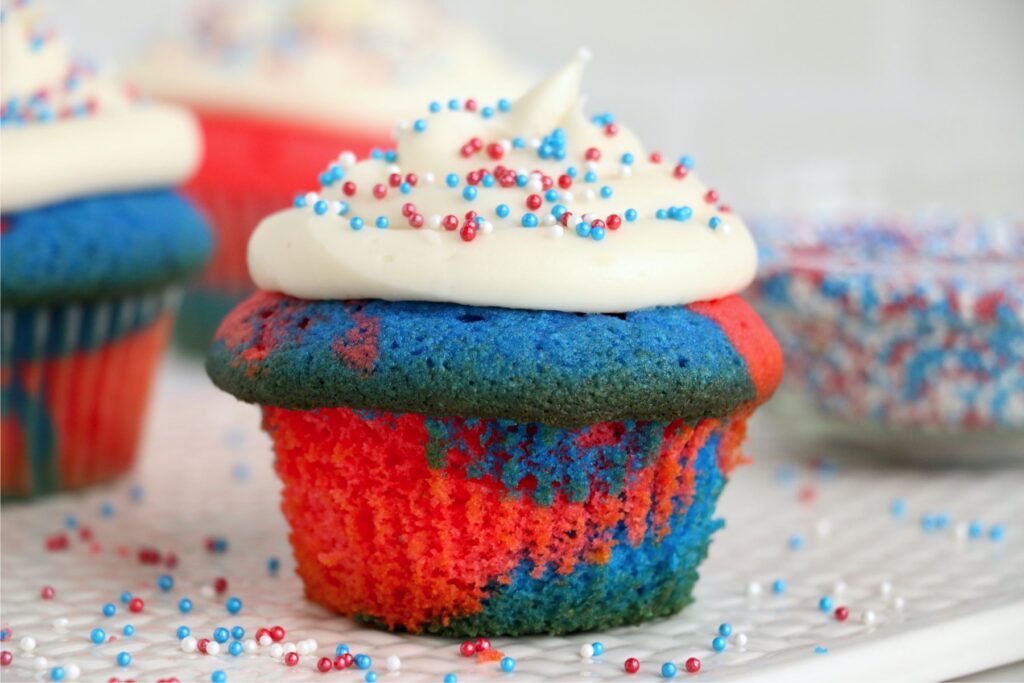 Red white and blue cupcake