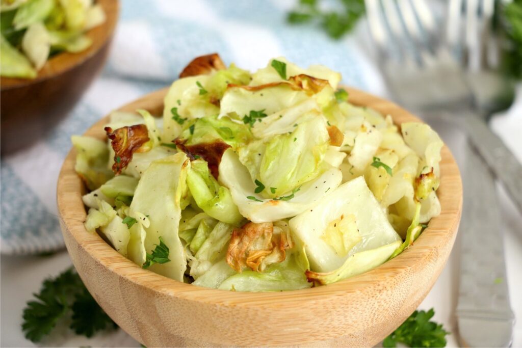 Bowlful of air fryer cabbage