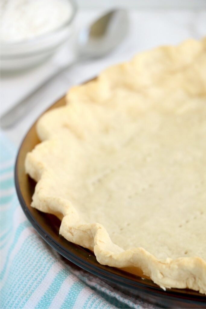 Closeup shot of baked 3-ingredient pie crust