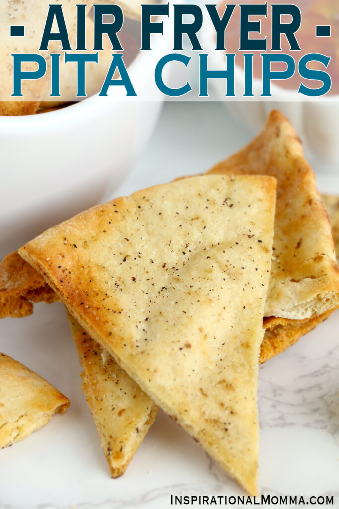 Closeup shot of air fryer pita chips