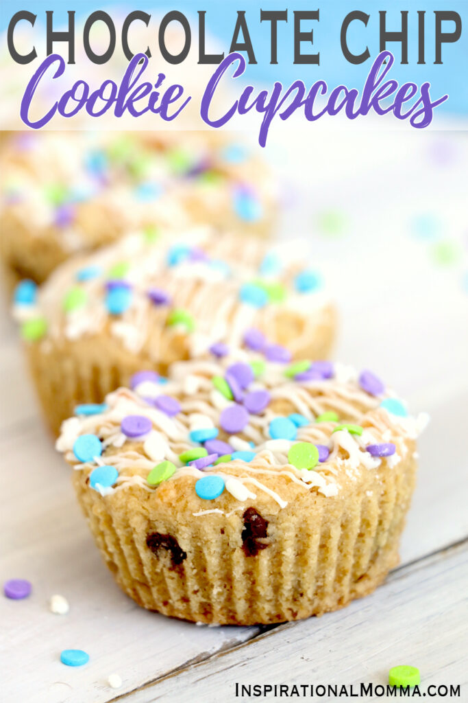 Closeup shot of chocolate chip cookie muffin on table