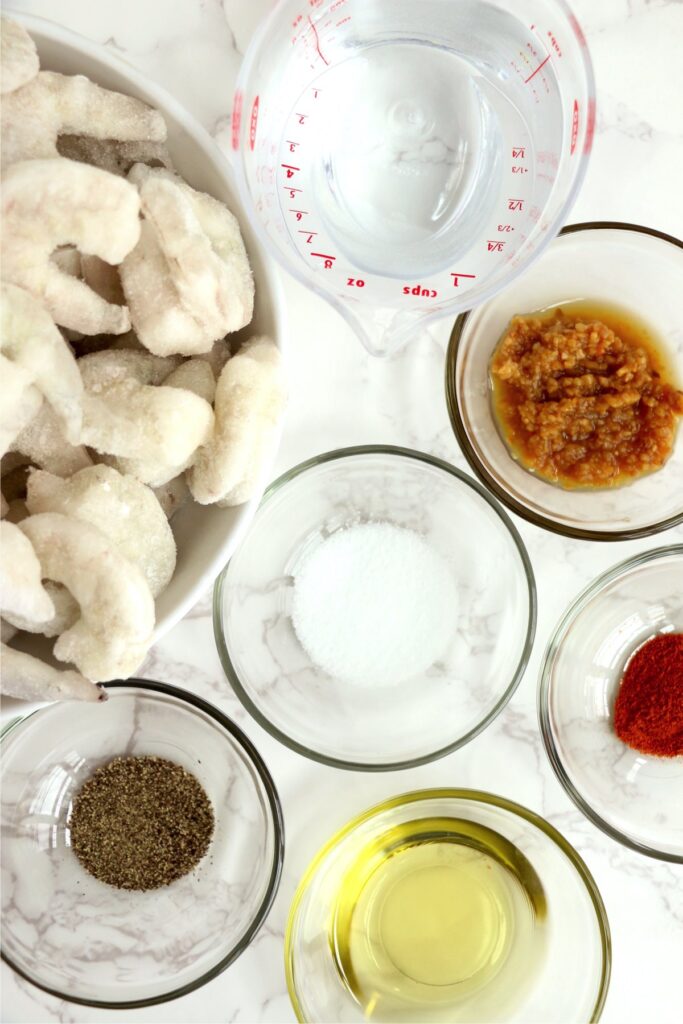 Overhead shot of ingredients on table