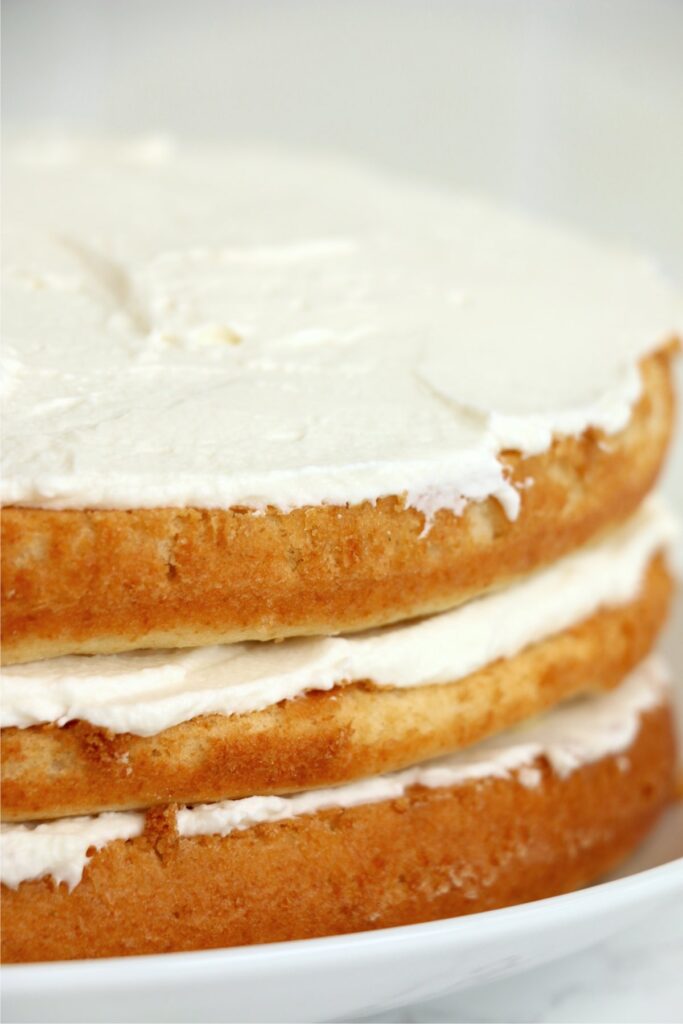 Closeup shot of naked flower cake on plate