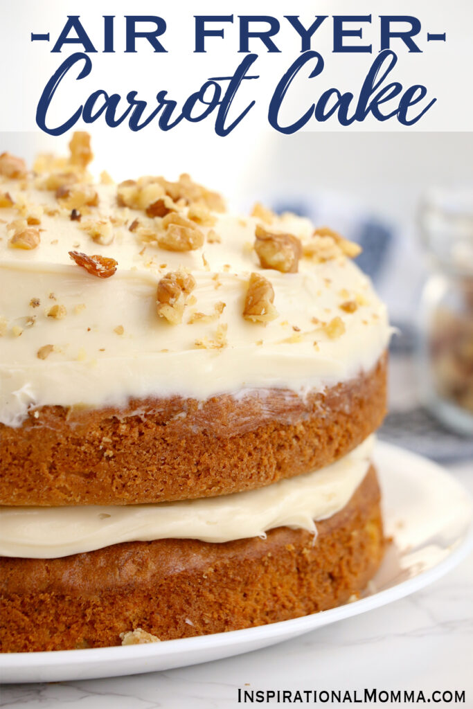 Closeup shot of air fryer carrot cake on plate