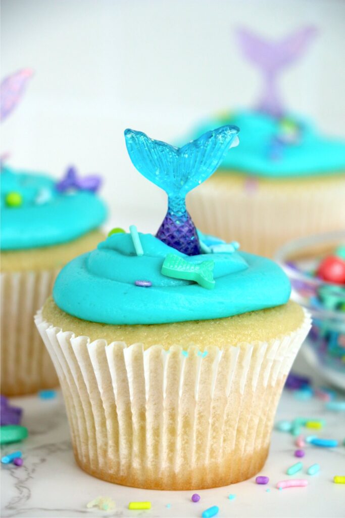 Closeup shot of mermaid cupcake