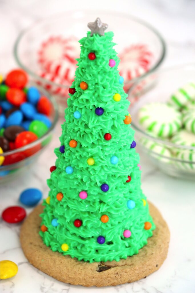 Closeup shot of sugar cone Christmas tree.