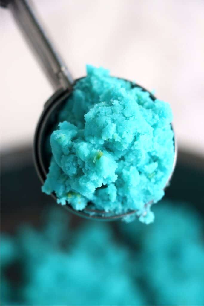 Closeup shot of cake pop batter in scoop