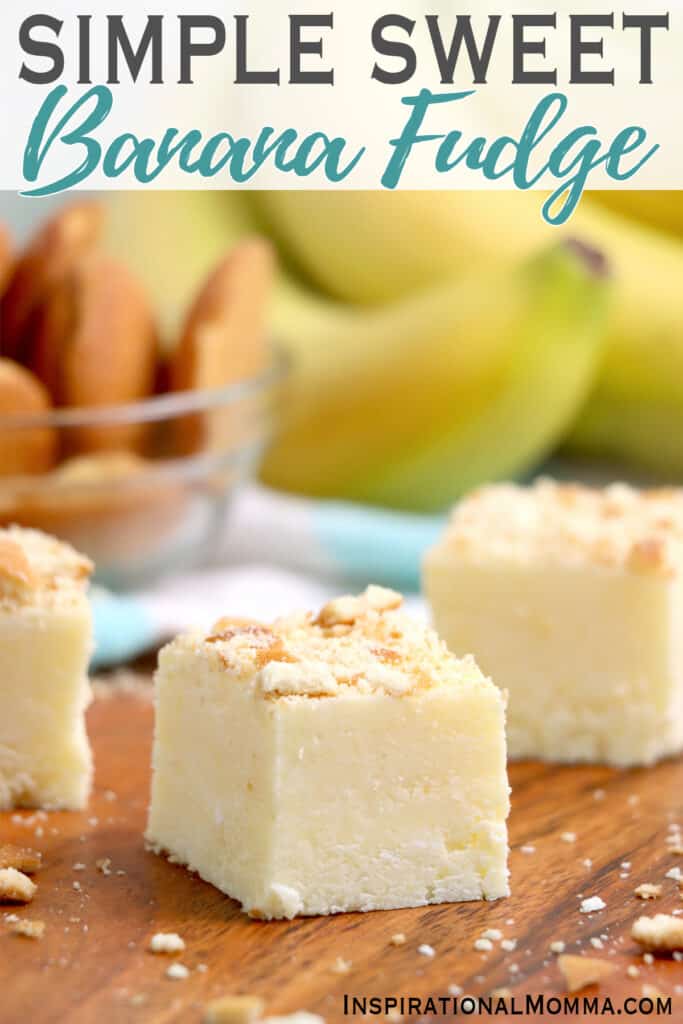 Closeup shot of banana fudge squares on cutting board