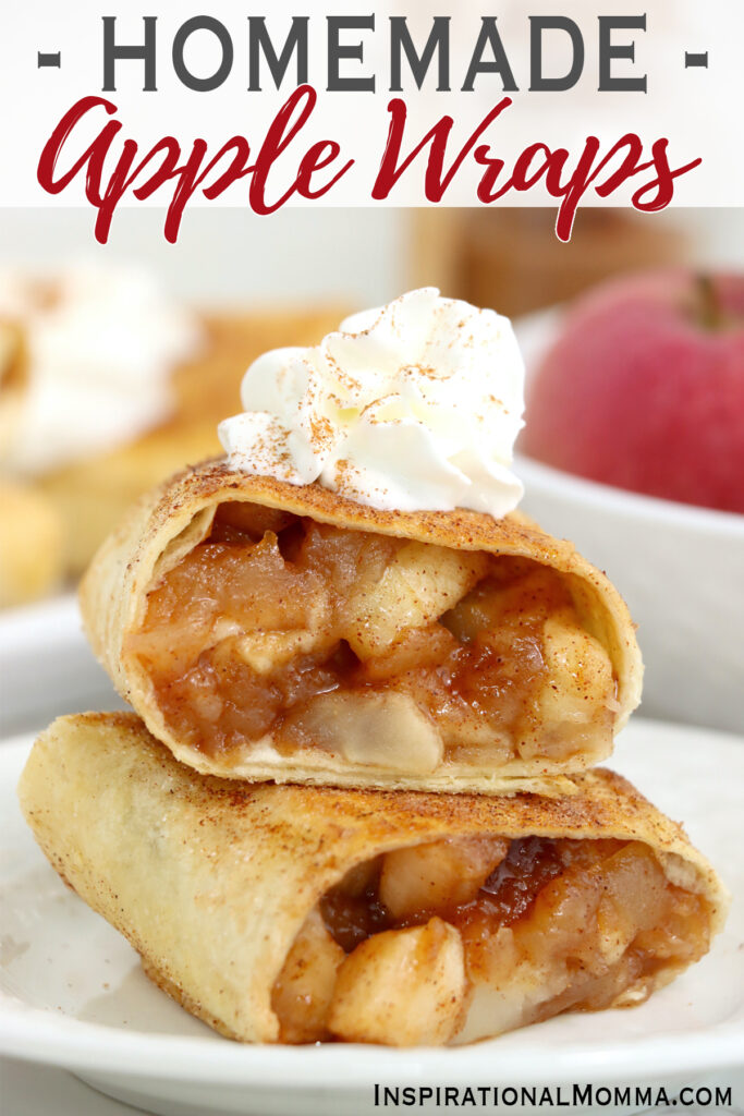 Closeup shot of two homemade apple wraps stacked atop one another