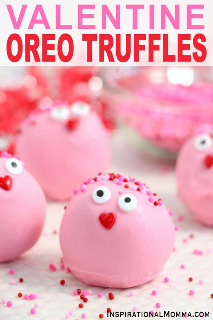 Closeup shot of Valentine Oreo truffles on plate