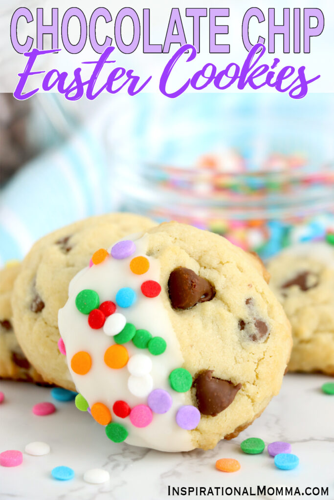 Closeup shot of chocolate chip Easter cookies on table