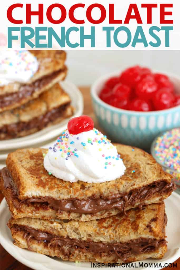 Closeup shot of chocolate French toast on plate