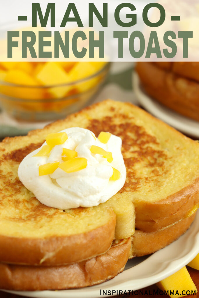 Closeup shot of mango French toast on plate