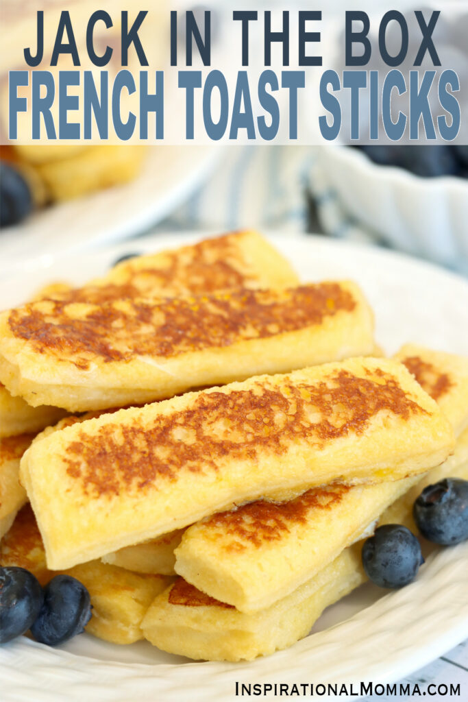 Closeup shot of plateful of Jack in the Box French toast sticks