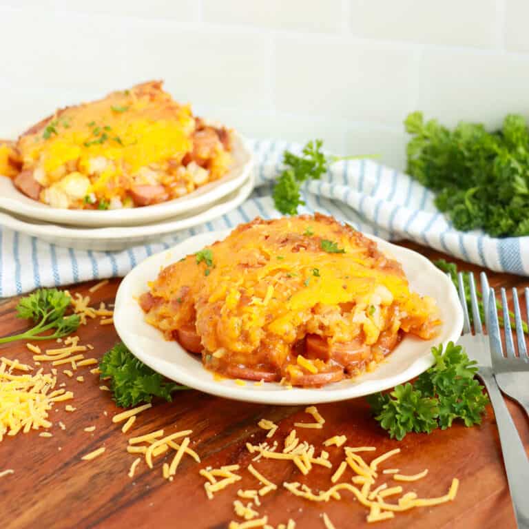 Chili Cheese Tater Tot Hot Dog Casserole