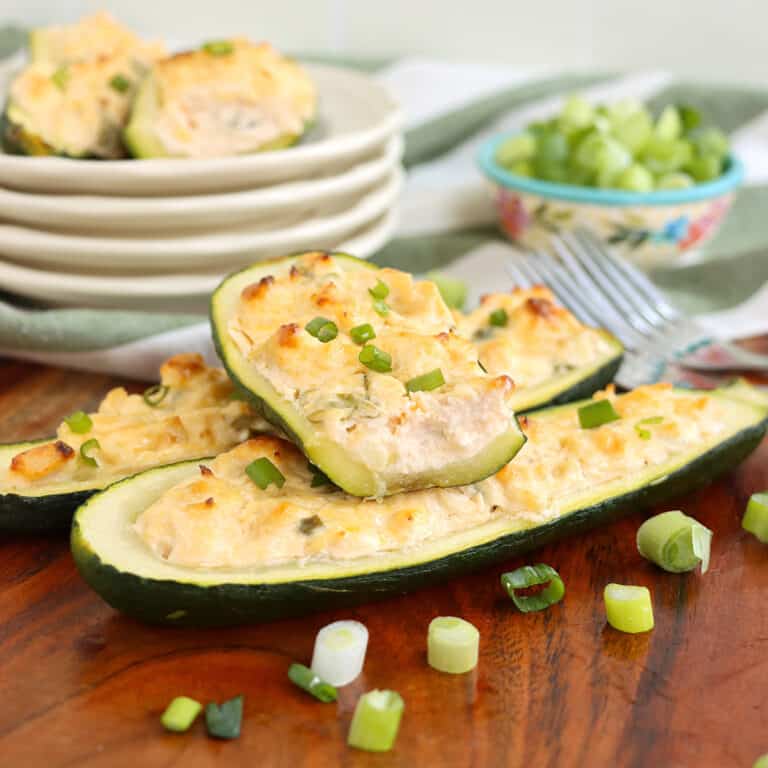 Buffalo Chicken Zucchini Boats