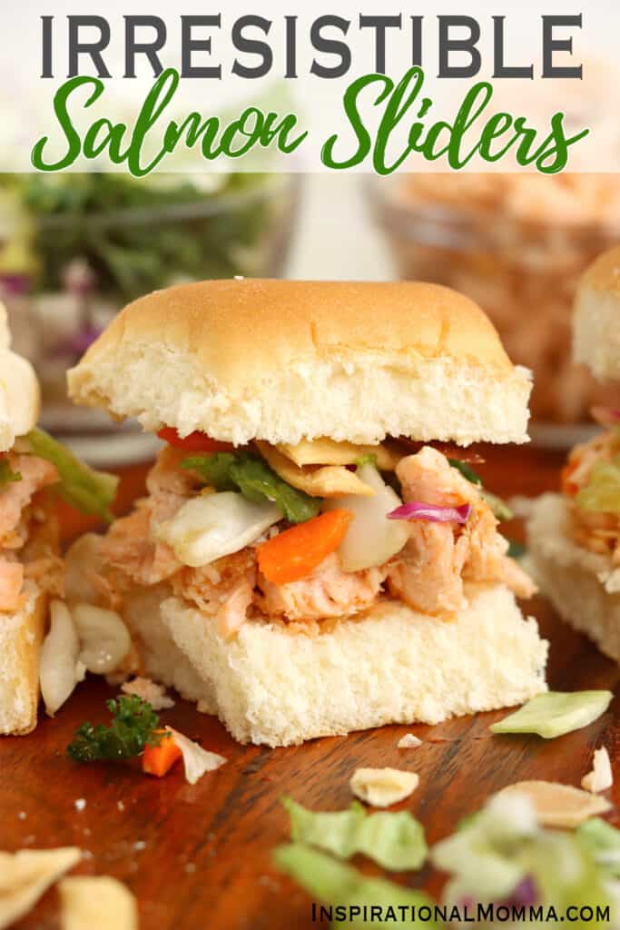 Closeup shot of salmon slider.