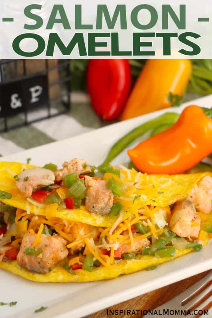 Plate with salmon omelet.